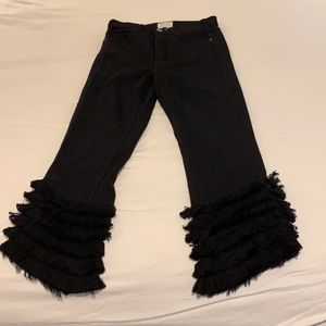 McGuire cropped fringe black jeans